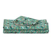 horse multi coat floral horses fabric turq