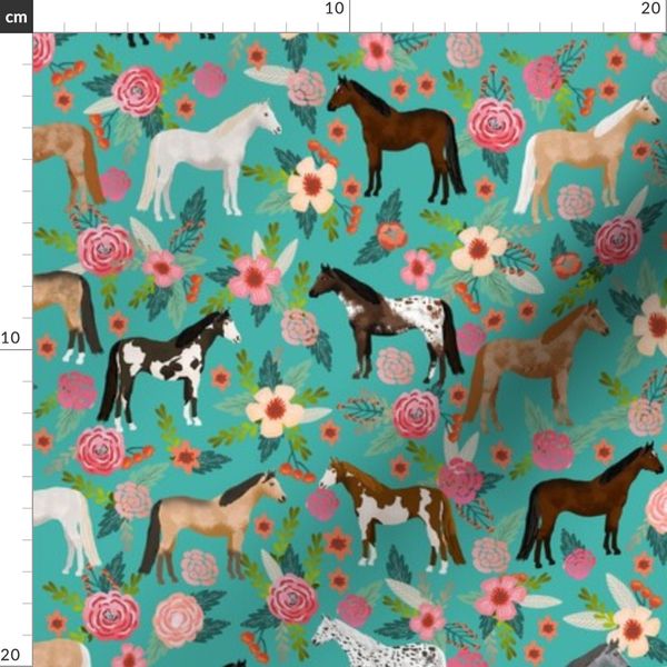 PONY HORSES Fabric Cotton Craft Quilting Dress Animals KIDS By the Metre 