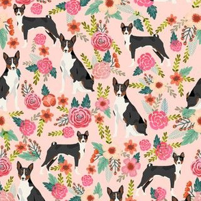 basenji floral tricolored dog breed pure breed dog fabric pink