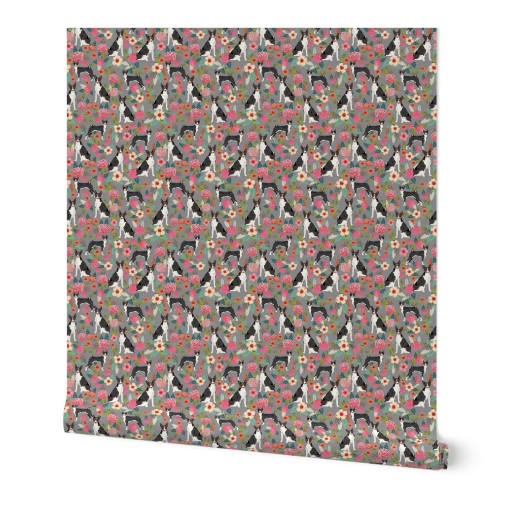 basenji floral tricolored dog breed pure breed dog fabric grey