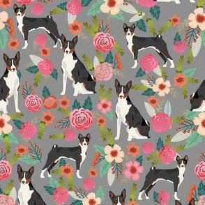 basenji floral tricolored dog breed pure breed dog fabric grey