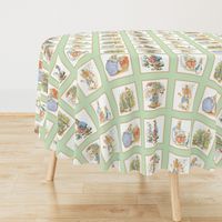 Peter Rabbit Cheater Quilt Block Panel #1 - Moss Green