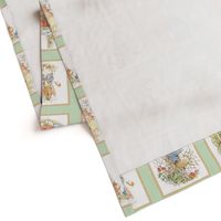 Peter Rabbit Cheater Quilt Block Panel #1 - Moss Green