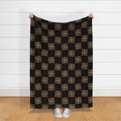 PM - Precious Metal Pinwheel on black with black squares Cheater Quilt