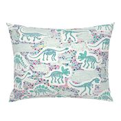 Dinosaur Fossils -  aqua on white - Large