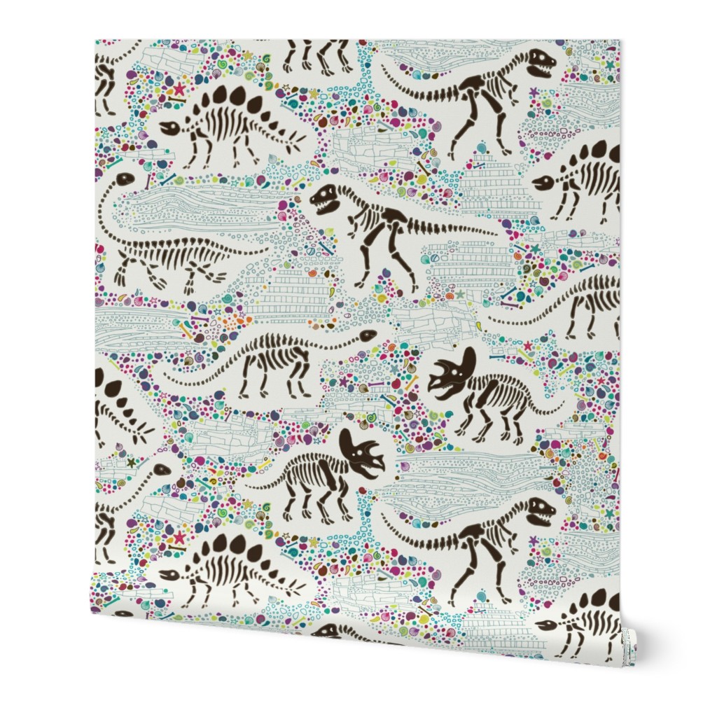 Dinosaur Fossils - brown on white - Large