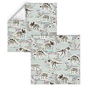 Dinosaur Fossils - brown on white - Large