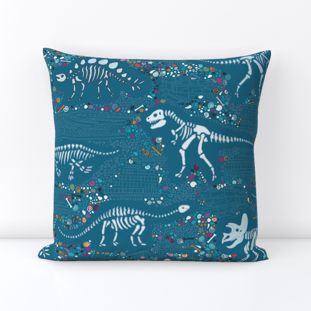 Dinosaur Fossils - Teal - Large scale