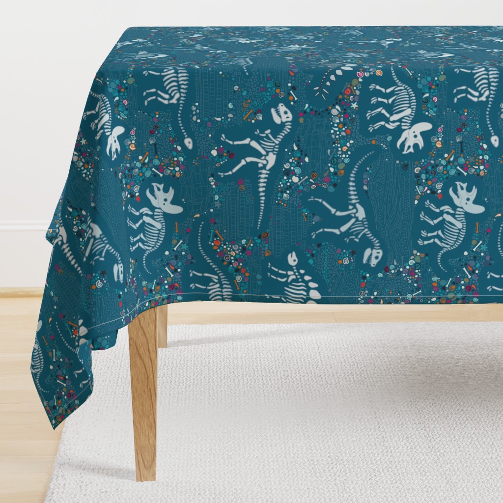 Dinosaur Fossils - Teal - Large scale