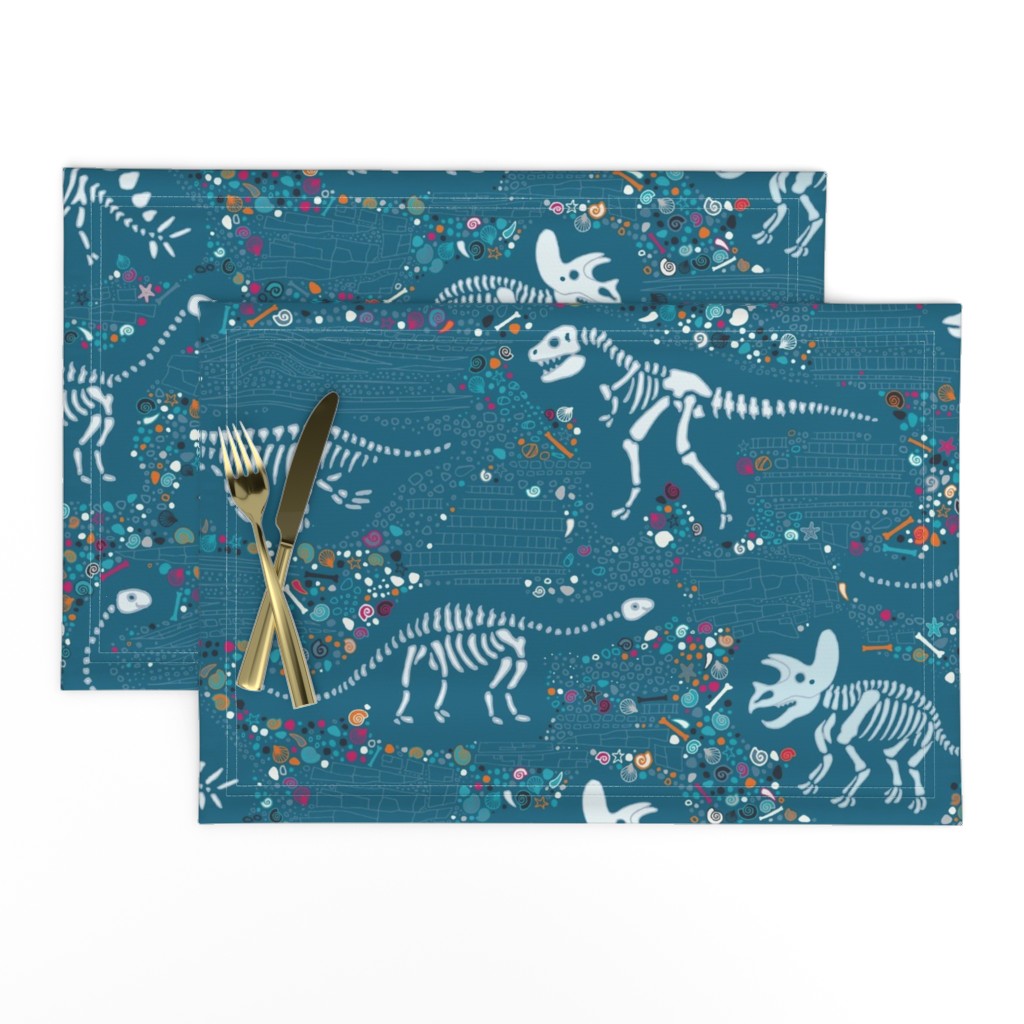 Dinosaur Fossils - Teal - Large scale