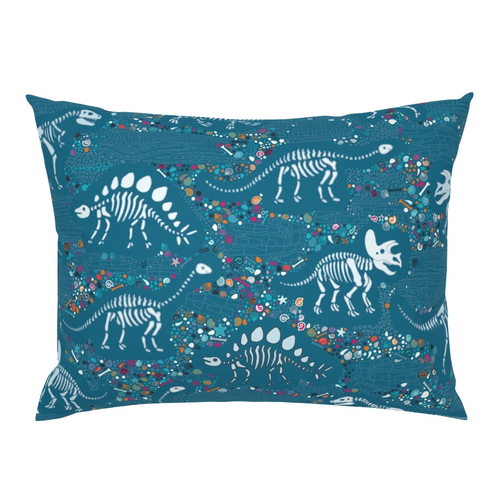 Dinosaur Fossils - Teal - Large scale