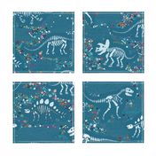 Dinosaur Fossils - Teal - Large scale