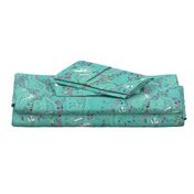 Dinosaur fossils - White on aqua - Large