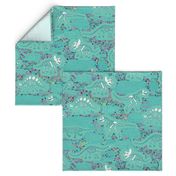 Dinosaur fossils - White on aqua - Large