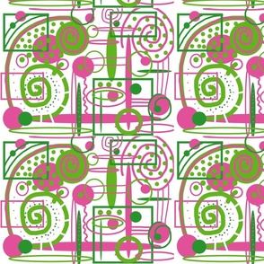 Retro circles and ovals in pink and green