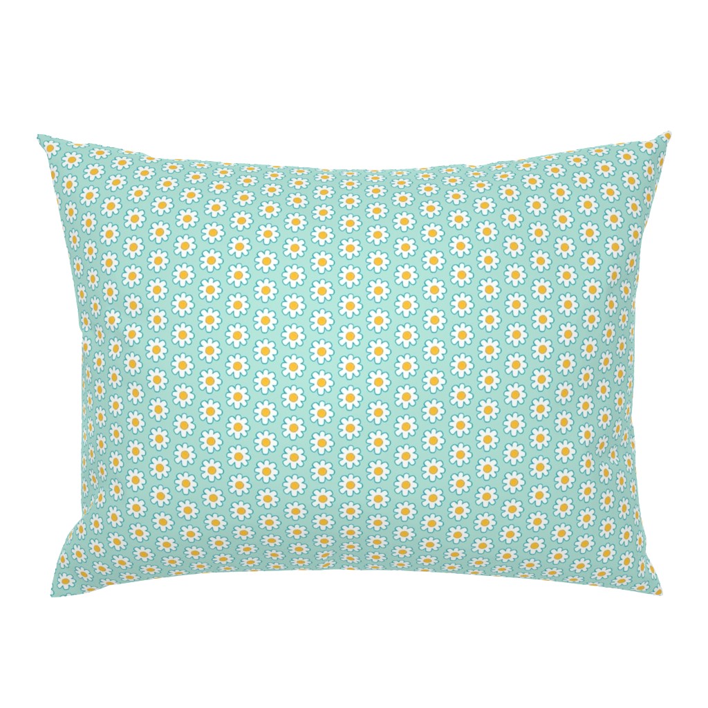 Sassy Summer Smiles-daisy retro ..blue/green  yellow/orange