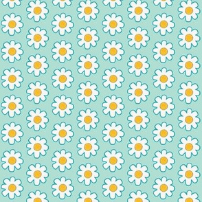 Sassy Summer Smiles-daisy retro ..blue/green  yellow/orange