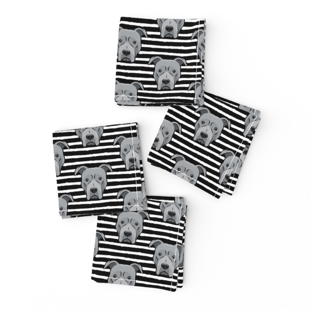 Grey Pit bull on stripes (black)