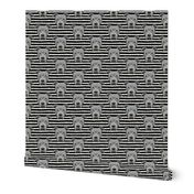 Grey Pit bull on stripes (black)