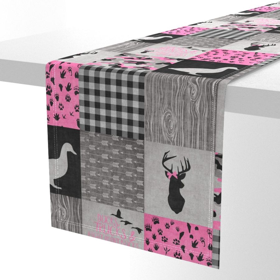 Ducks & Trucks Pink - Wholecloth Cheater Quilt 