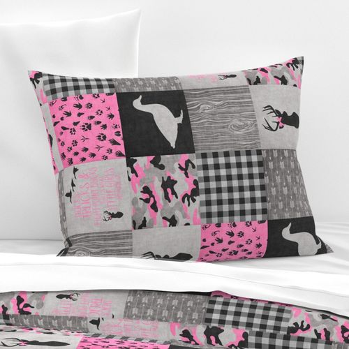 Ducks & Trucks Pink - Wholecloth Cheater Quilt - Rotated 