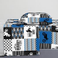 Motocross//A little dirt never hurt - Wholecloth Cheater Quilt - Blue