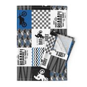 Motocross//a little dirt never hurt - Wholecloth Cheater Quilt - blue - rotated