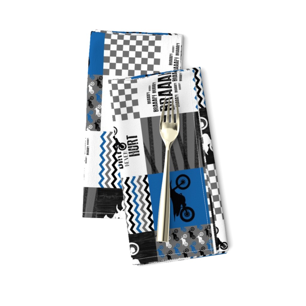 3 inch - Motocross//A little dirt never hurt - Wholecloth Cheater Quilt - blue - rotated 