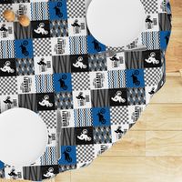 3 inch - Motocross//A little dirt never hurt - Wholecloth Cheater Quilt - blue - rotated 