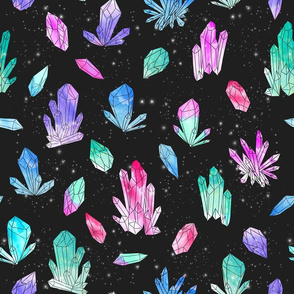 Watercolor Crystals - Black by Andrea Lauren