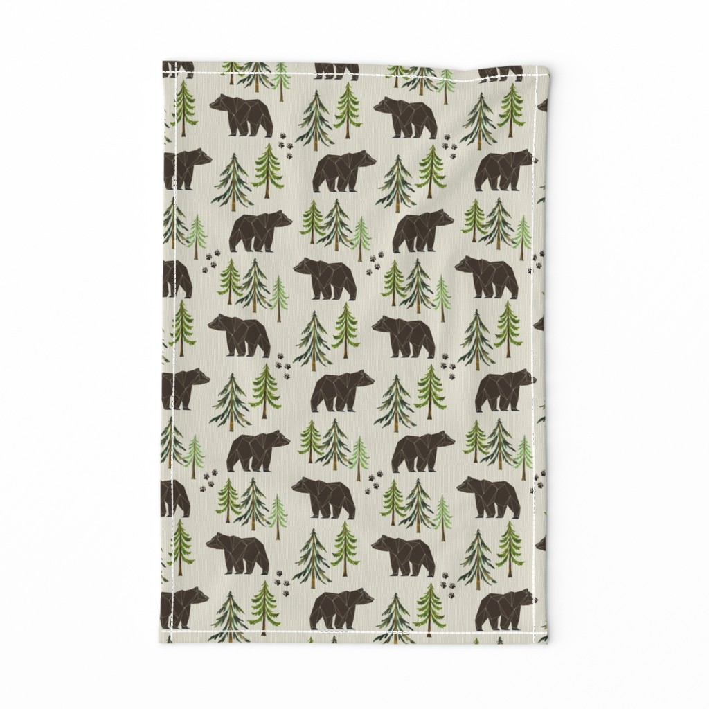 Woodland Bears - Pine Trees Forest Bear Tracks Nursery Kids Camping LARGE SCALE A