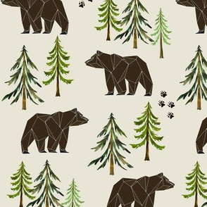 Woodland Bears - Pine Trees Forest Bear Tracks Nursery Kids Camping LARGE SCALE A