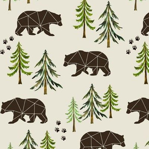 Forest Bears - Pine Trees Woodland Bear Tracks Nursery Kids Camping GingerLous