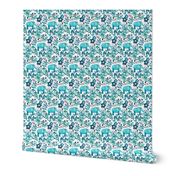 Extra Tiny Teal Elephant Watercolor Floral on White