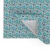 Extra Tiny Teal Elephant Watercolor Floral on White