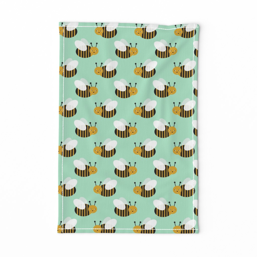 bumble bee fabric bees garden summer cute stripes baby nursery mint