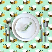 bumble bee fabric bees garden summer cute stripes baby nursery mint