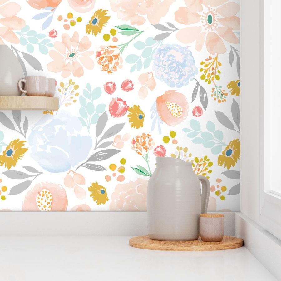 IBD Sweet spring pastels B Wallpaper | Spoonflower