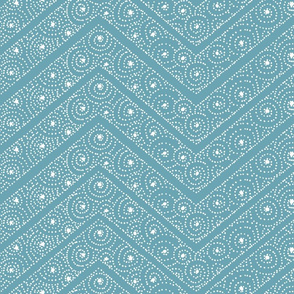 Koru Chevrons White on Faded Teal 150L