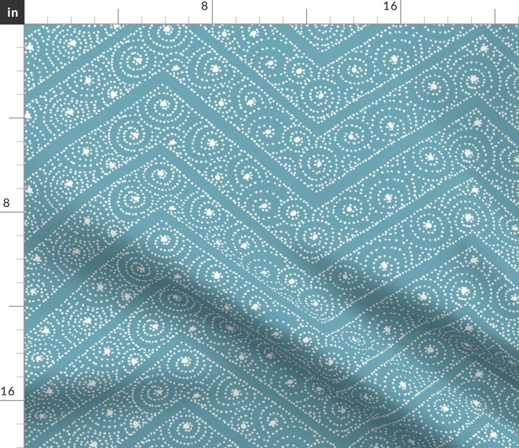 Koru Chevrons White on Faded Teal 150L