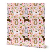 pitbull fiesta (larger scale) light pink dog fabric