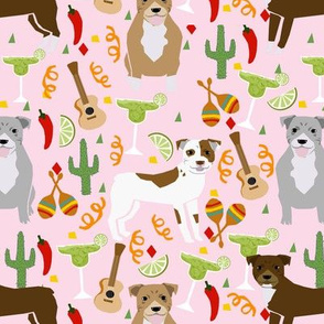 pitbull fiesta (larger scale) light pink dog fabric