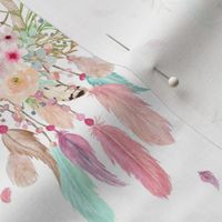 Girly Dream Catchers – Pink Mint Aqua Feathers Baby Girl Nursery Blanket GingerLous MEDIUM SCALE B