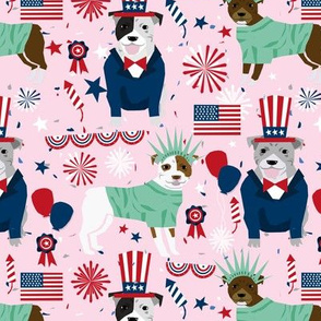 pitbull patriotic (larger scale) pitbulls dog breed fabric 