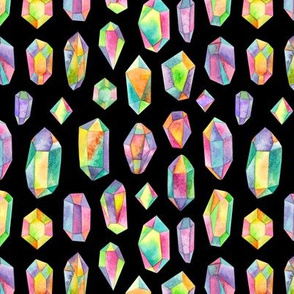 rainbow gems on a black background