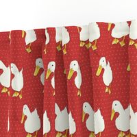 Duck Kiss on coral pale dots red