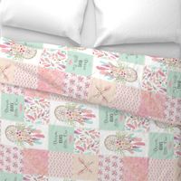 Dream Catcher Patchwork Quilt Top (ROTATED) – Patchwork Wholecloth for Girls Baby Blanket Nursery Bedding