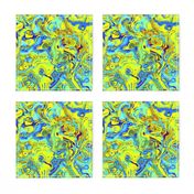 Organic Swirls, Yellow and Blue