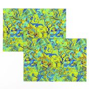 Organic Swirls, Yellow and Blue