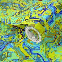 Organic Swirls, Yellow and Blue